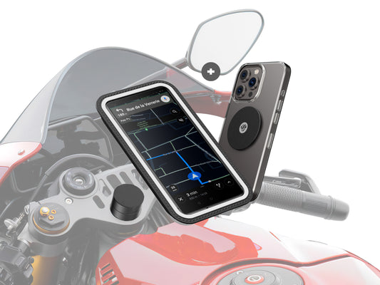 Support de téléphone magnétique pour demi-guidon moto, inclinaison ajustable, pochette étanche et plaque métal à coller sur coque de protection du téléphone