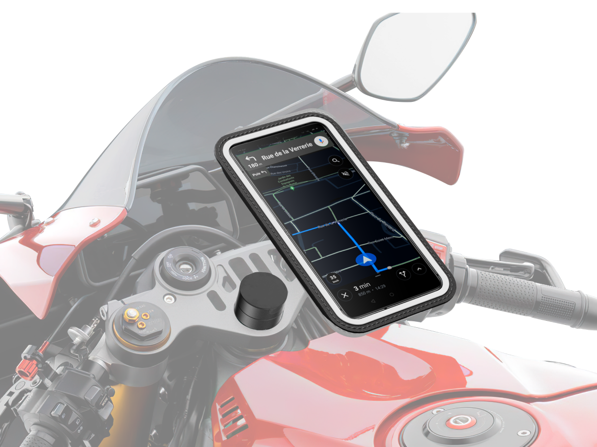 Supporto telefono per semi-manubrio di moto